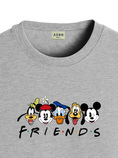 ADRO T Shirts for Boys & Girls | Friends Printed T-Shirt | Ages 3-14 | 100% Cotton Round Neck Tshirt for Boys |KRN-L2-FRIEND-GR-