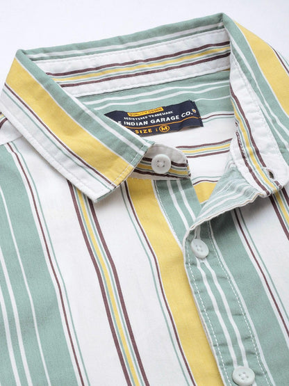 The Indian Garage Co Mens Slim Fit Shirt (0722-SH302-01_Green Yellow