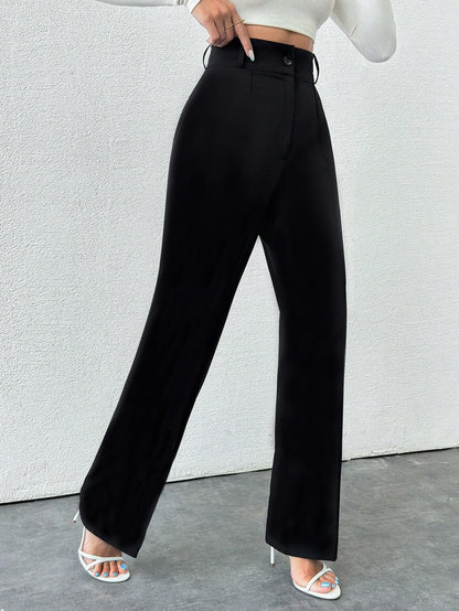Toochki Tailored Trousers for Women | Womens High-Waisted Pant | Korean Bottom Wear Trouser Black