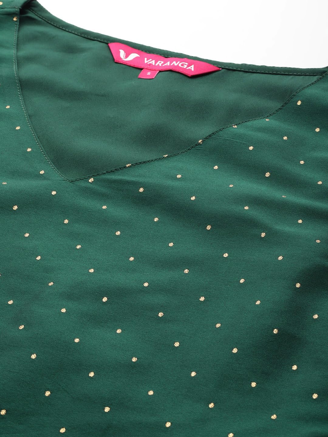 Varanga Women Green All Over Golden Buti, Sleeveless Straight Kurta Paired With Tonal Bottom And Dotted Dupatta With Four Sided
