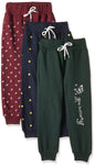 T2F Girls Regular Fit Printed Cotton Joggers Track Pants (Pack of 3)