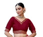 Pujia Mills WomenS Milan Silk Readymade Wine Blouse Half Sleeves Embroidery Aari Work Saree Choli