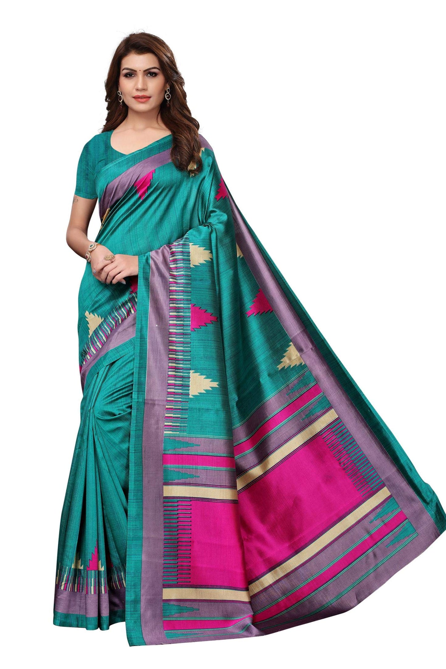 ANNI DESIGNER Indian Womens Art Silk Festive Saree with Blouse Piece