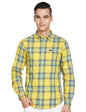 The Indian Garage Co Yellow Regular Fit Spread Collar Checkered Long Sleeves Shirt
