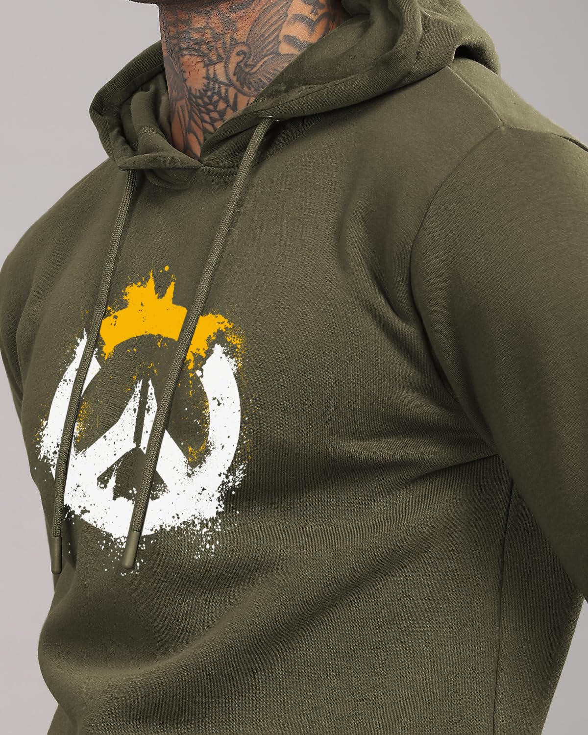 ADRO Men's Cotton Neck Hooded Sweatshirt (H20-M-PC-OL_Olive)
