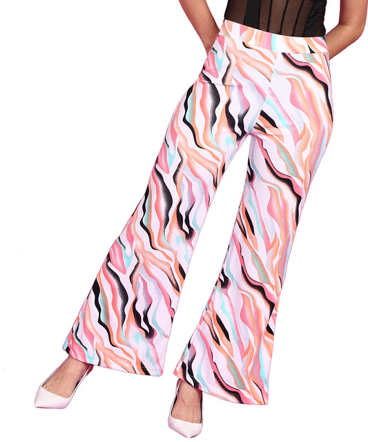 POPWINGS Casual High-Waist Flared Trouser for Women | High-Rise Trouser Pant for Women | Flared Trousers for Women Formal Office