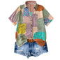 Gufrina WomenS Rayon Top With Half Sleeves Collar Neck Abstract Printed Regular Fit Western Style And Standard Length