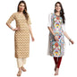 Pinkmint Printed Round Neck Kurta Set For Women Ll Kurti & Pant Set For Women Ll Regular Fit Kurta Set (Pack Of 2)