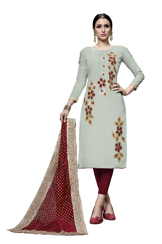 Gosriki WomenS Dress Material (Sultana 7307_Grey_Free Size)