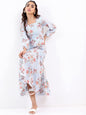 KETCH Womens Long Sleeve Casual FIT Dress (KHJ6000061_Blue_S)
