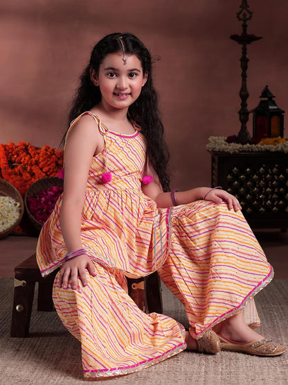 Libas Girl'S Cotton Kurta Set (90067K_Yellow