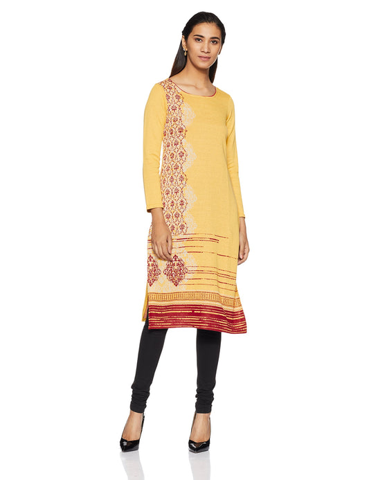 Aurelia Women's Polyester Cotton Straight Winter Kurta