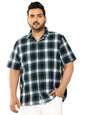 Thomas Scott Men | Short Sleeves | Regular Fit Plus Size | Windowpane Checks | 100% Cotton | Cuban Collar | Casual Shirt(TS1729_