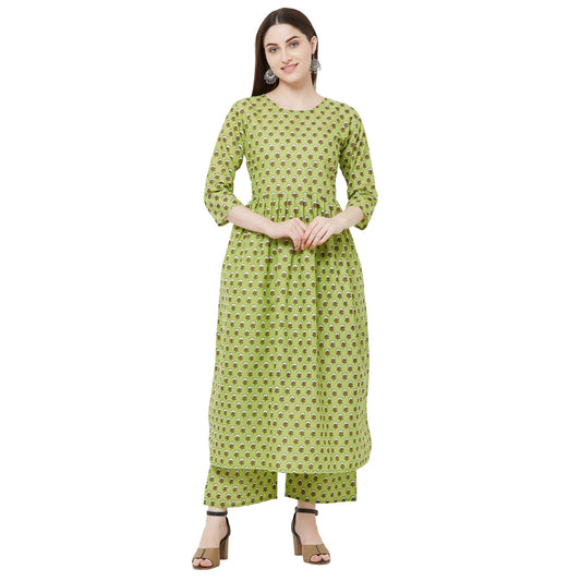 GoSriKi Women A-Line Green Saree, S (MANGALA-GREEN-S)