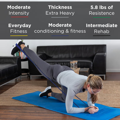 Theraband Resistance Bands Set - Non-Latex Elastic for Upper & Lower Body - Advanced Blue/Black/Silver - Model 13075