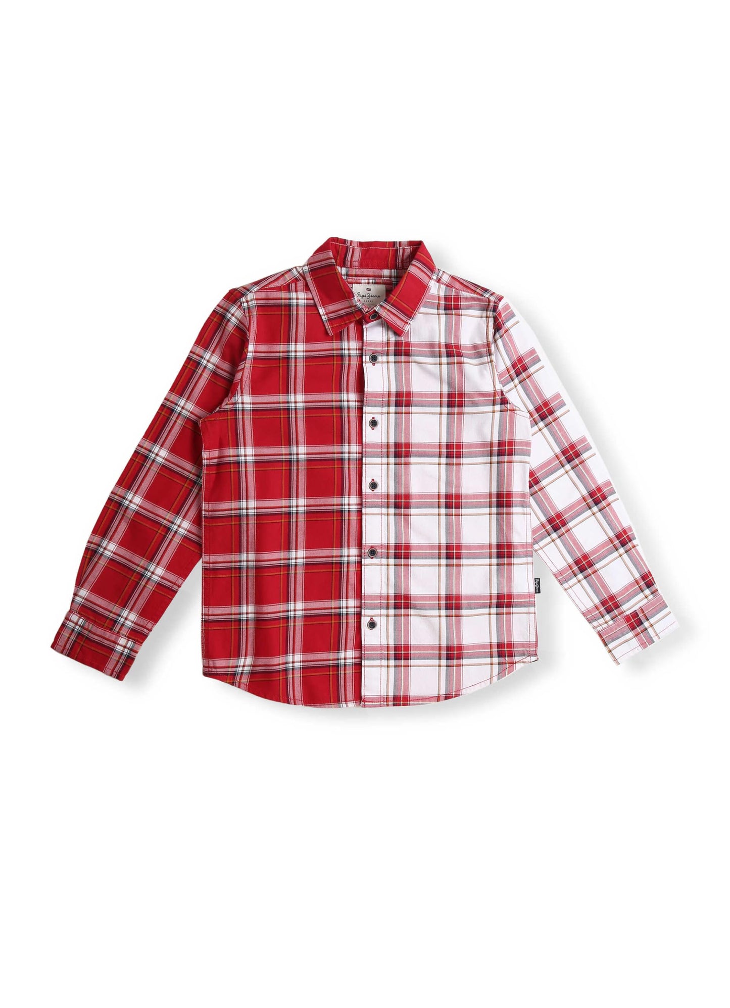 Pepe Jeans Robert Ls Jr Cut & Sew Yarn Dyed Checks Shirt, Red, 12
