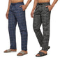 XYXX Mens Super Combed Cotton Checkered Checkmate Pyjamas [Pack of 2] Elasticated Waist, Drawstring | Loungewear for Men in Bla