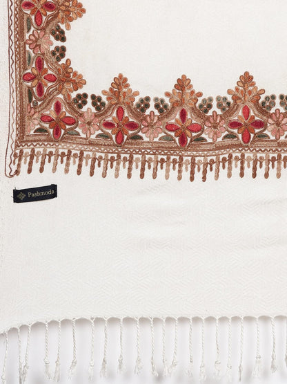 Pashmoda Women Ghazal Kashmiri Aari Embroidery Stole (Size: 71X203 CM)
