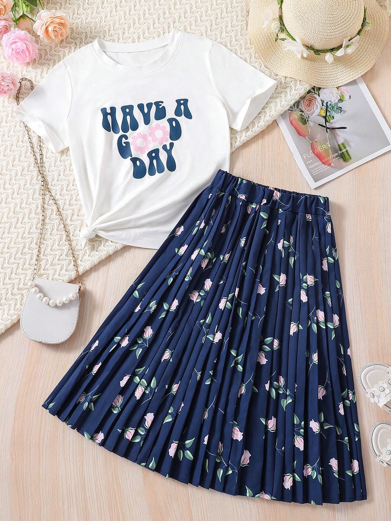 TAGAS Girls Flower Print Top & Skirt || fancy dress for girls || party dress for girls