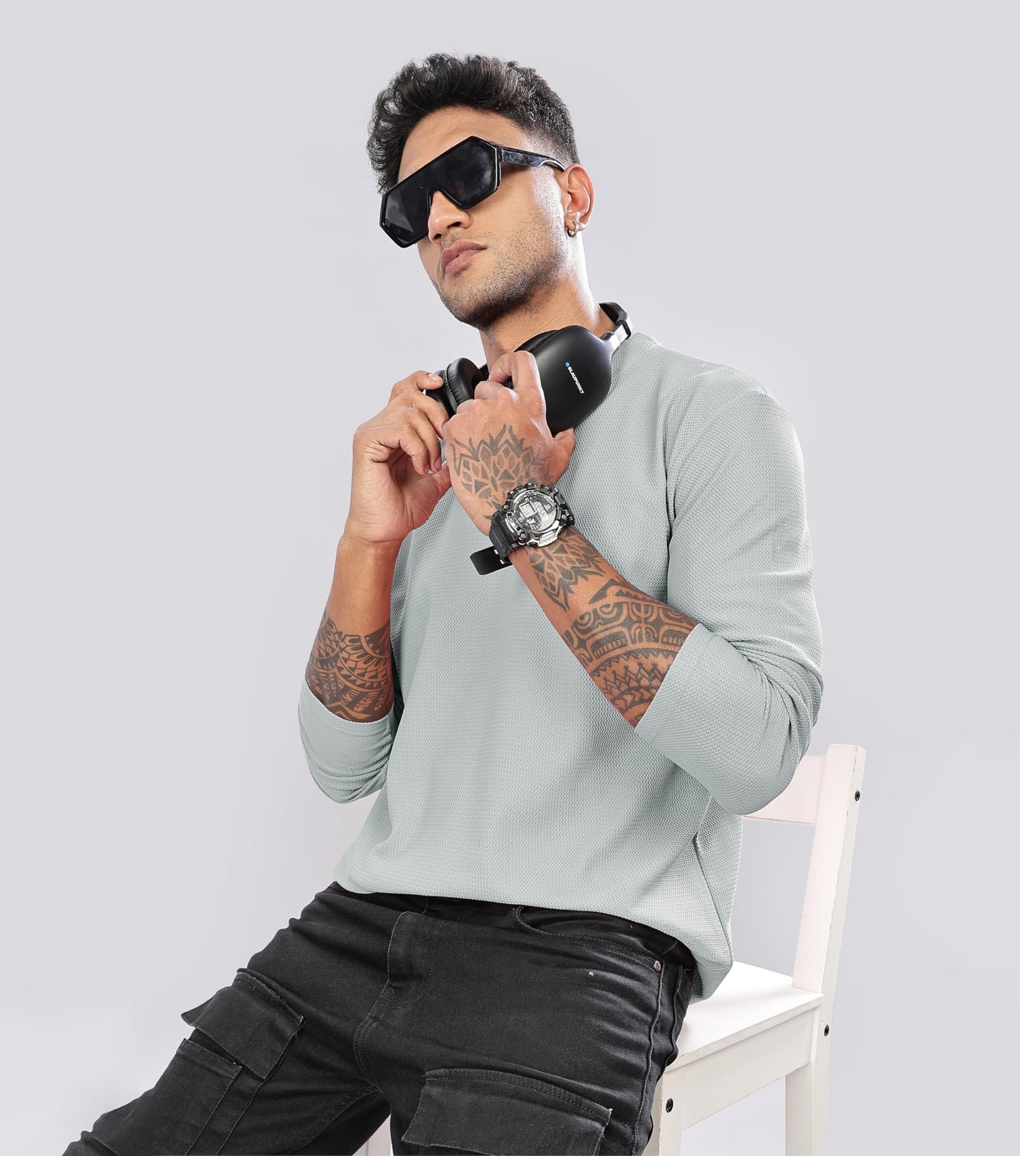 SHODOX Mens Polyblend Regular Fit Long Sleeve Solid Round Neck T-Shirts for Men (Pack of 1)