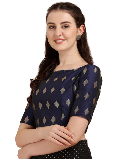 OOMPH! Womens Indian Ethnic Wear Designer Zari Work Boat Neck Half Sleeve Readymade Non - Padded Blouse for Saree and Lehnga an