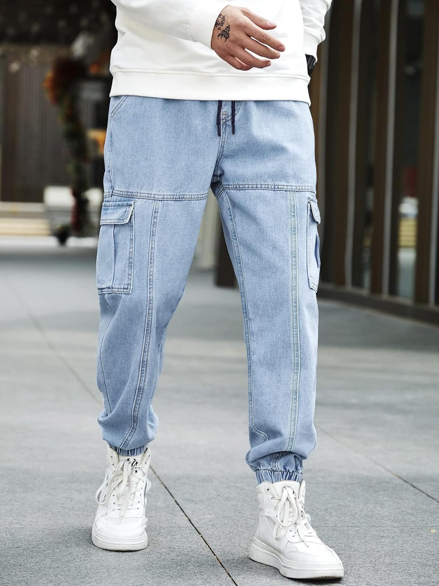 Noble Monk MenS Baggy Fit Jeans | Cargo Pocket | Denim Jeans | Streachable Jean For Men Indigo
