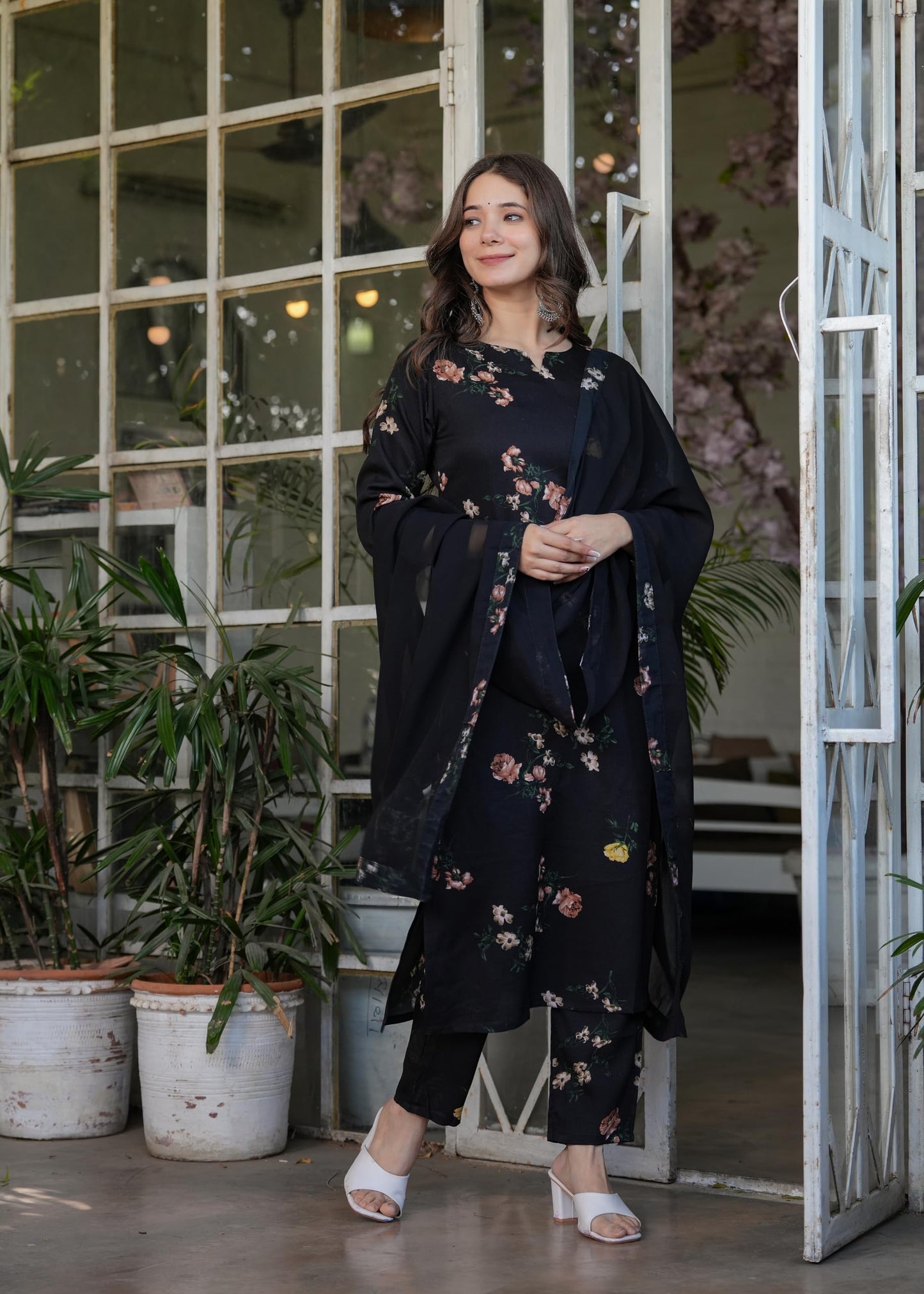 Wedani Silk Blend Floral Printed Kurta Set with Dupatta for Women