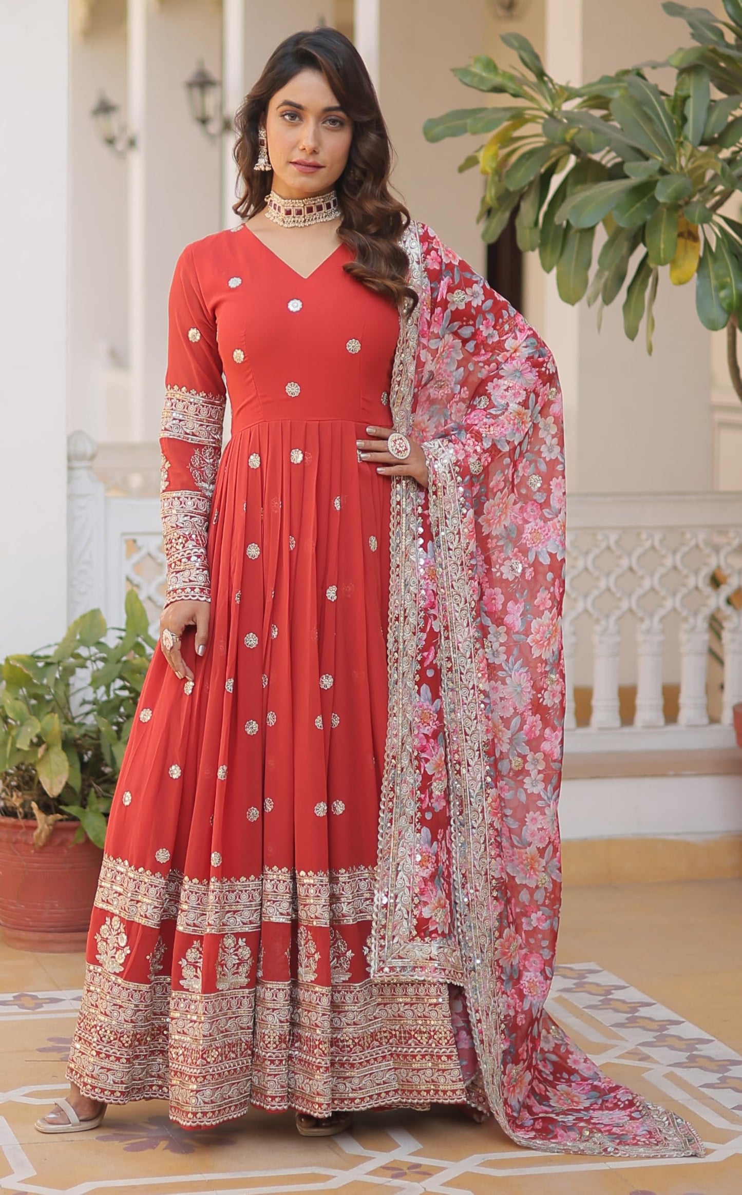 Fashion Basket Georgette Embroidered Dress For Women
