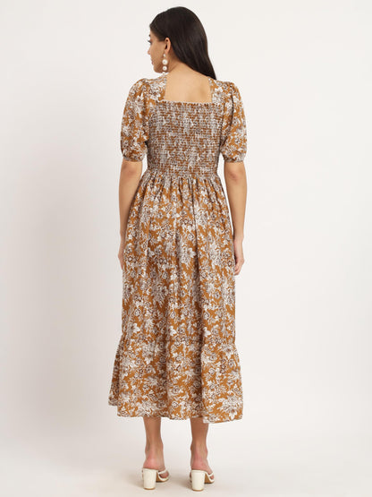 Kzully | Smocked A-Line Midi Dress - Elevate Your Style With Supreme Comfort Mustard
