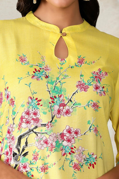 Aurelia Yellow Floral Printed Printed Regular Kurta For Women