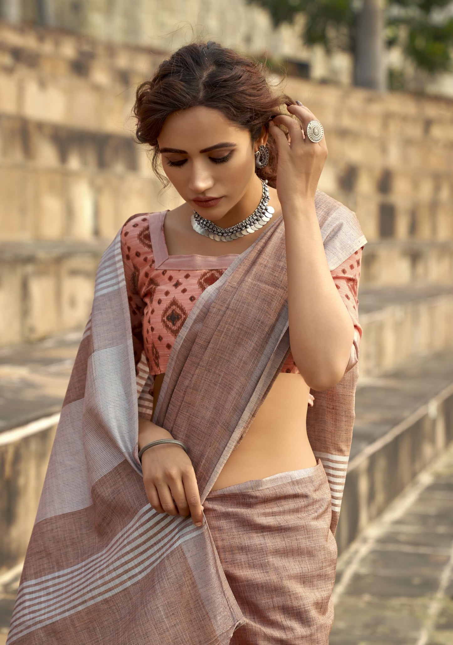 Pujia Mills Woman Soft Linen Saree With Zari Woven Design Cotton Saree Zari Border Saree Indian Ethnic Wear Saree Cotton Saree C
