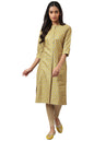 W for Woman Women's Viscose Regular Glitter Printed Kurta in Mandarin Collar