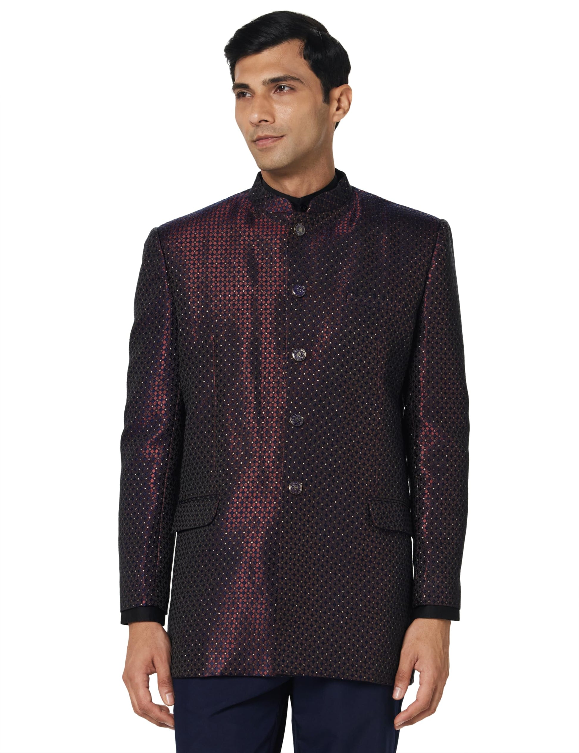 Kisah MenS Jodhpuri Bandhgala  Woven Silk Blend Ethnic Jacket For Men - Regular Fit Wedding & Festivals - Dry Clean Only, Magent
