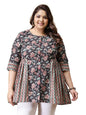 Stylum Womens Plus Size Floral Printed Cotton Peplum Top