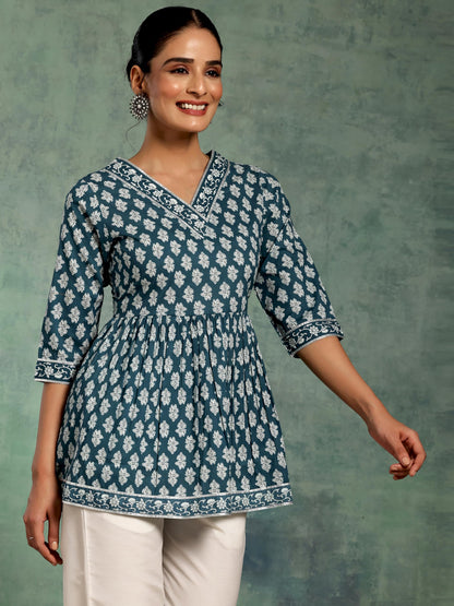 Libas Womens Printed A-Line Kurtis (26593_Blue