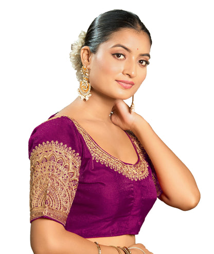 Pujia Mills WomenS Readymade Blouse Embroidery Multi Coding Dull Golden Sequence Work Indian Ethnic Designer Stitched Readymade