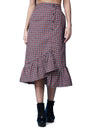 POPWINGS Casual Check Print Long Flare Skirt for Women | Cotton Skirt for Women Skirt for Women Red