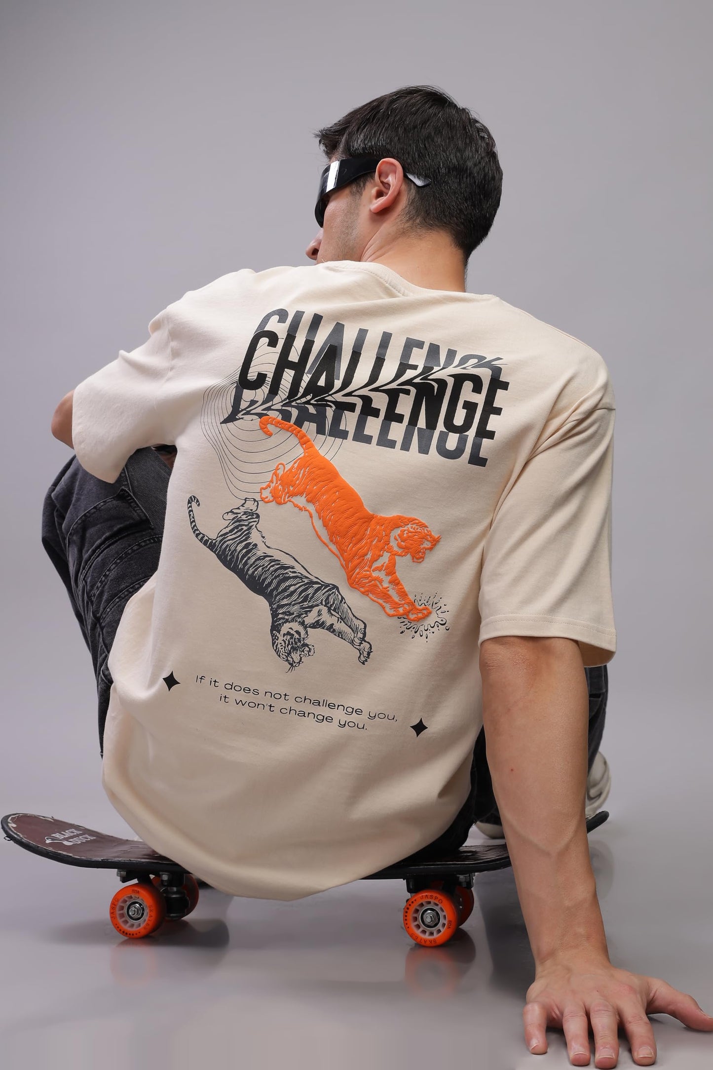 ADRO Mens Abstact Design Back Printed Oversized T-Shirt_OVR24-CHL-BEG
