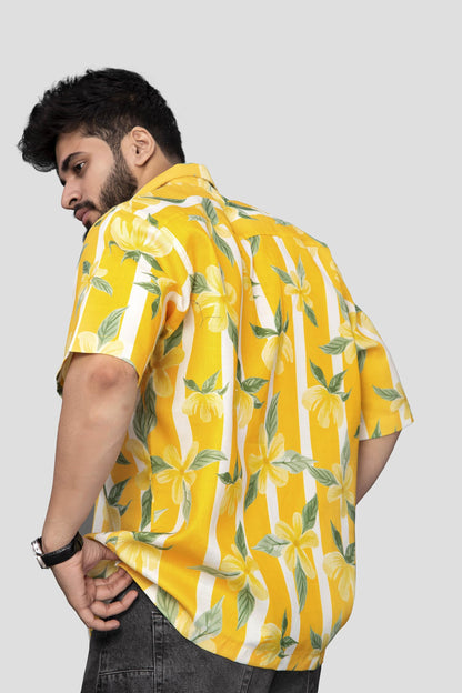 Brown Culture MenS Cotton Blend Floral Print Shirt With Spread Collared Half Sleeves Standard Length And Button Down Closure Ty