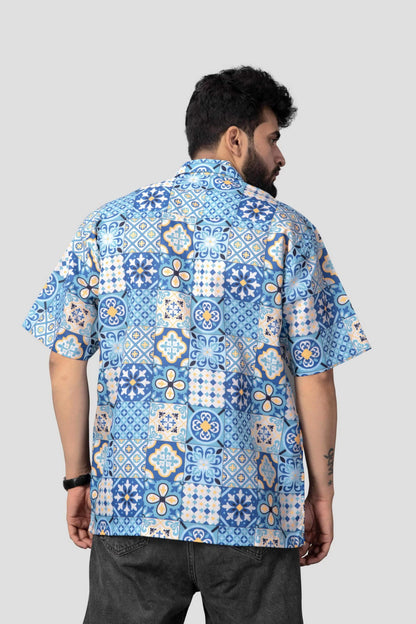 Brown Culture MenS Cotton Blend Abstract Print Shirt With Spread Collared Half Sleeves Standard Length And Button Down Closure