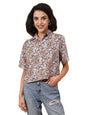 Kotty WomenS Relaxed Fit Printed Spread Collar Casual Shirt