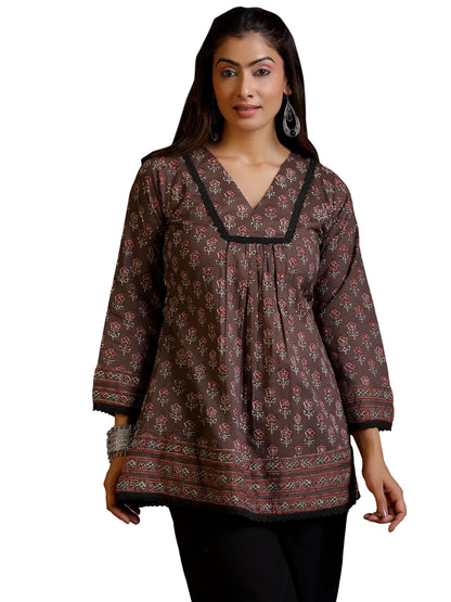 Libas WomenS Cotton Floral A-Line Kurti (290630R Grey
