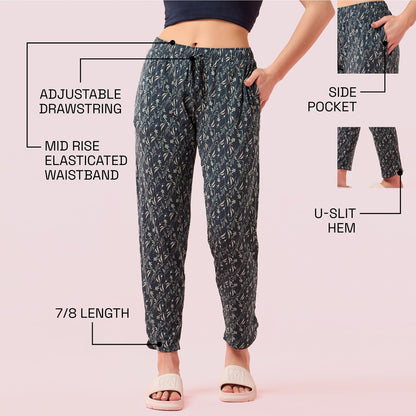 Enamor E048 Tapered Lounge Pants with Drawstring Details with Metal Ends