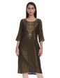 Aurelia Black Round Neck Yarn-Dyed Kurta