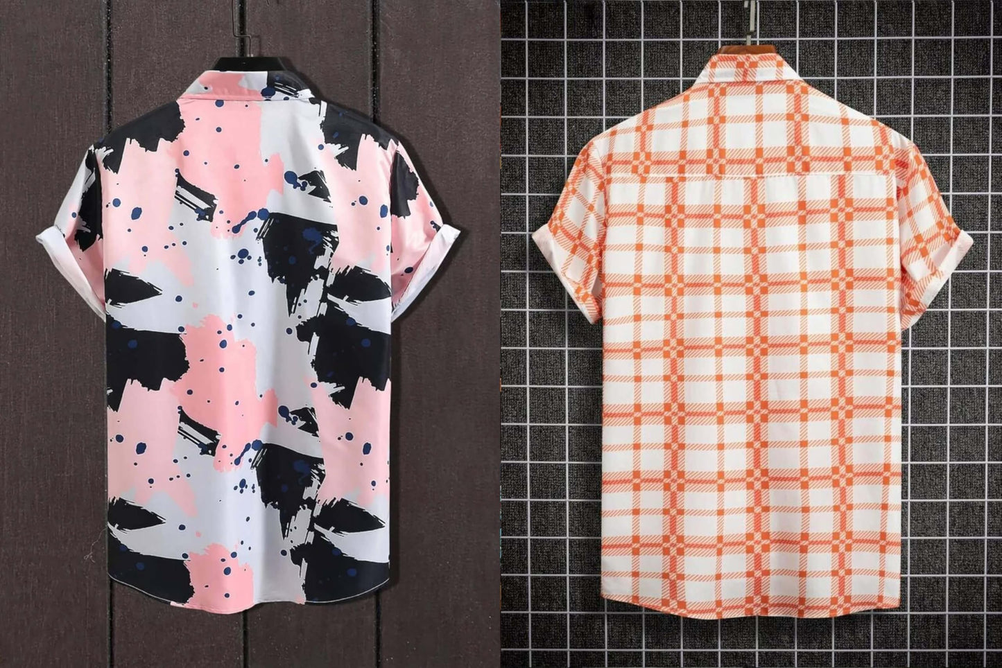 Rebelify Half Sleeve Printed Shirts For Men Regular Fit Printed Spread Collar Casual Shirt Lycra Fabric With Combo Shirt (Pack O