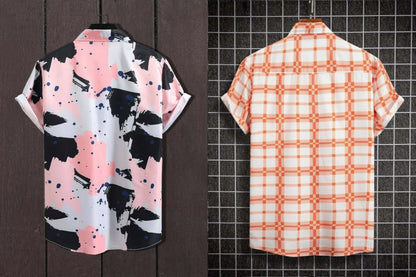 Rebelify Half Sleeve Printed Shirts For Men Regular Fit Printed Spread Collar Casual Shirt Lycra Fabric With Combo Shirt (Pack O