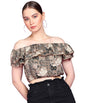POPWINGS Casual Off-Shoulder Crop Top for Women| Printed Crop Top for Women | Off-Shoulder Crop Top for Women Stylish | Women To