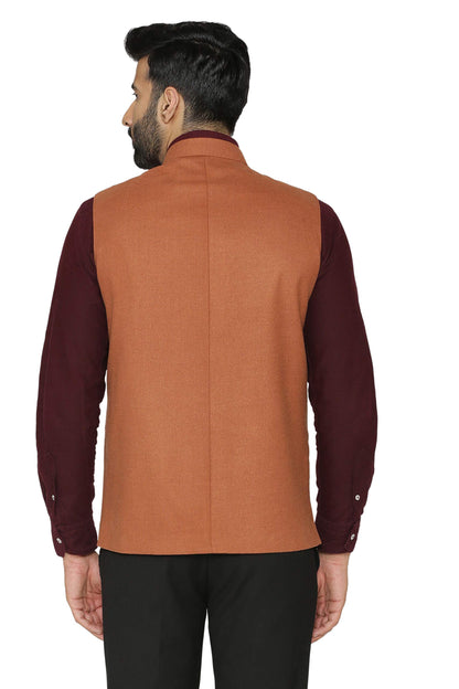 WINTAGE Mens Tweed Wool Festive and Casual Nehru Jacket Vest Waistcoat : Red