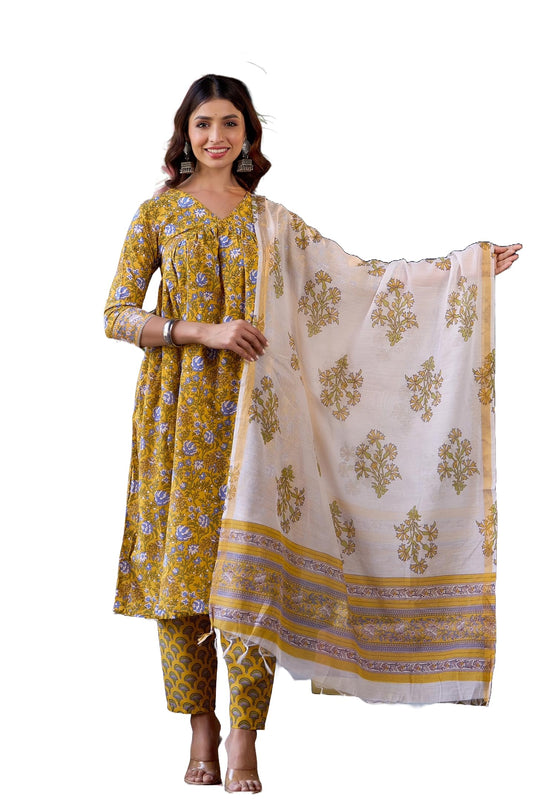 KLOSIA Viscose Women Printed Kurta Pant With Dupatta | Ethnic Set | Kurta Set For Women | Kurta Set With Dupatta