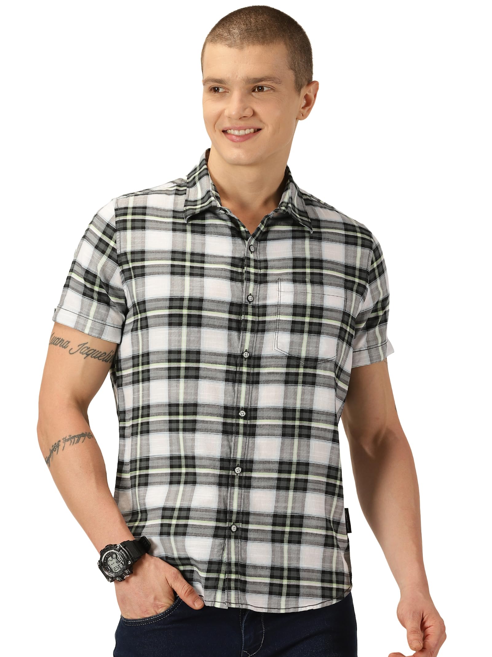 Thomas Scott Cotton Slim Fit Shirt Green